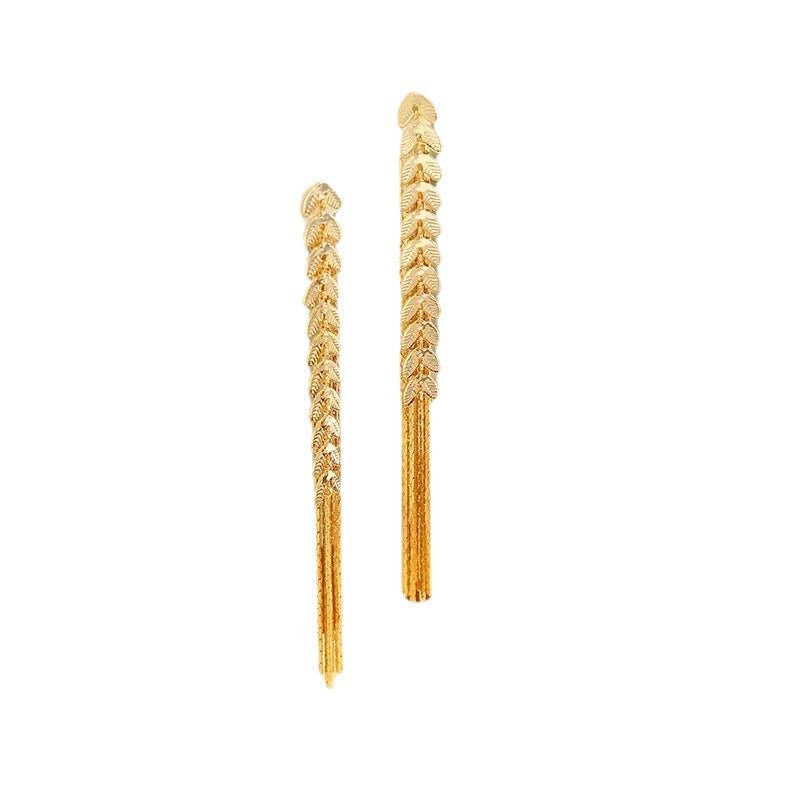 Wheat Long Fringe Earrings Dual - wear Womenearing