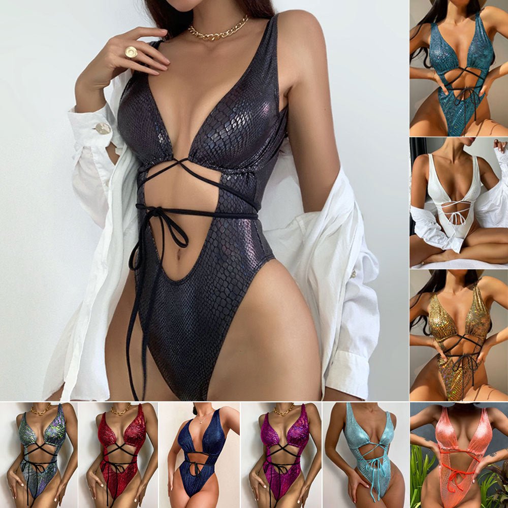 Women's Bikini One Piece Swimsuit Strappy Lace Up Swimwear Bathing SuitReady - To - Wear