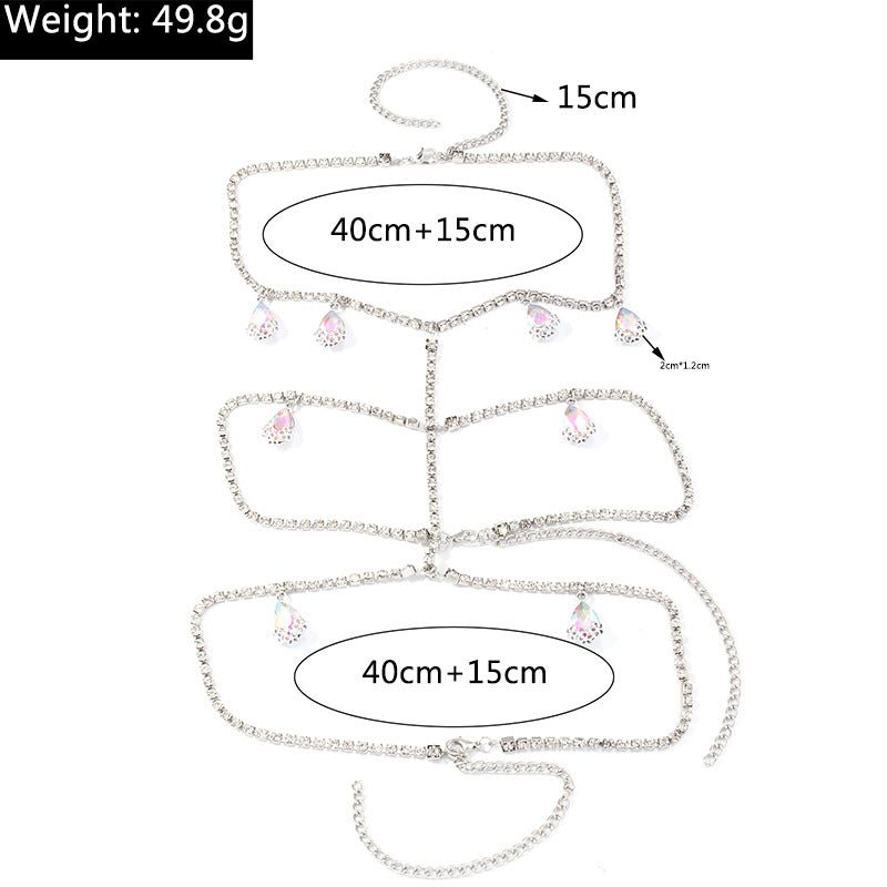 Women's Colored Stone Diamond Multilayer Body ChainBody chain