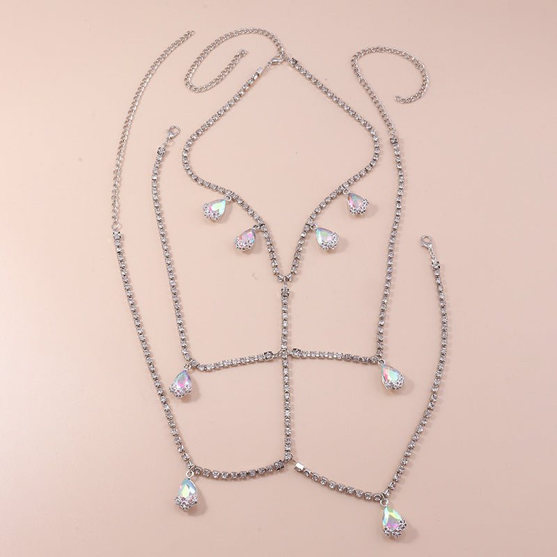 Women's Colored Stone Diamond Multilayer Body ChainBody chain