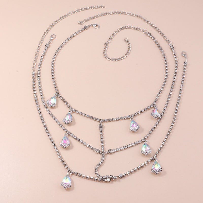 Women's Colored Stone Diamond Multilayer Body ChainBody chain