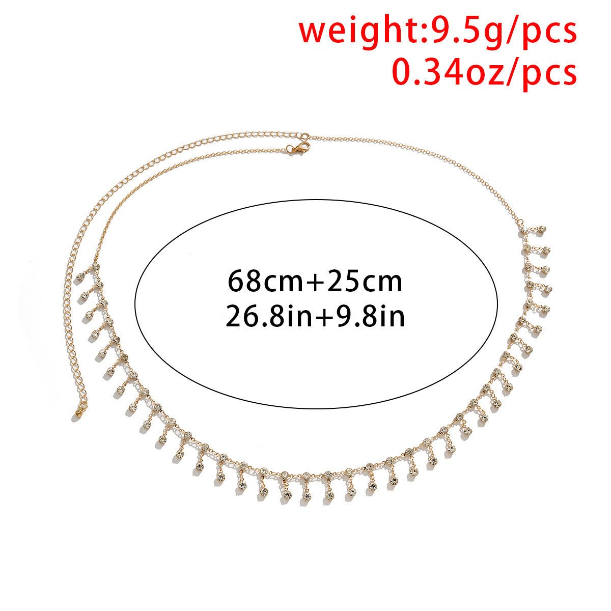 Women's Ethnic Feng Rhinestone Tassel Single Layer Body ChainWaist Chain