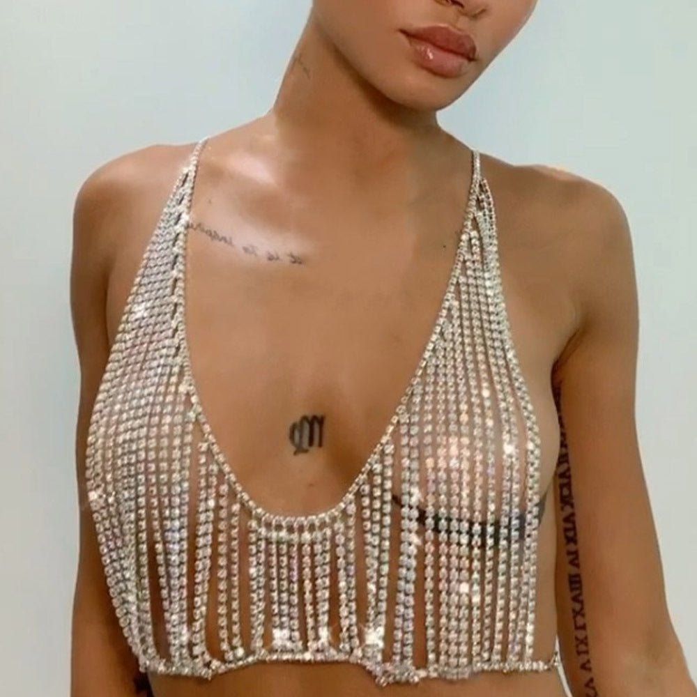 Women's Luxury Bikini Top Rhinestone Body Chain Nightclub PromBody chain