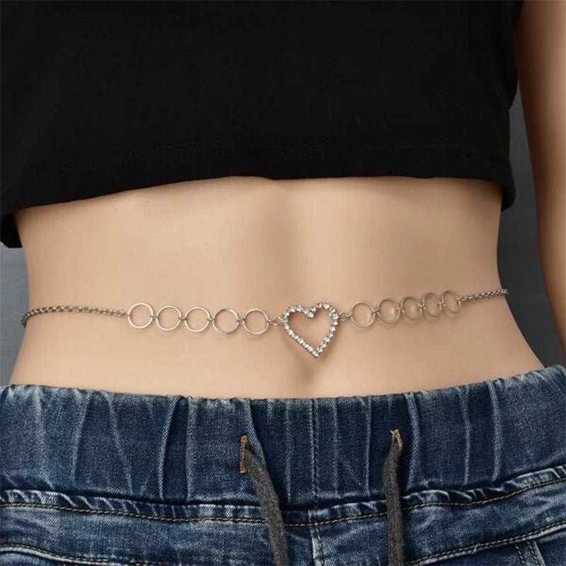 Women's Personality Diamond Heart Waist ChainBody Chain