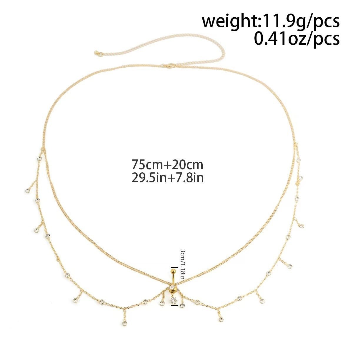 Women's Personalized Zircon Navel Stud Body ChainsWaist Chain