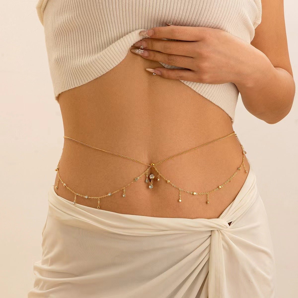 Women's Personalized Zircon Navel Stud Body ChainsWaist Chain