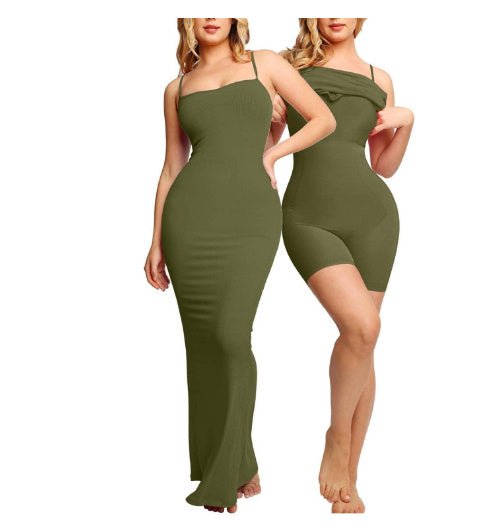 Women's Shapewear Dress Jumpsuit Tummy Tuck Lift Corset Open Crotch Suspender Tight Long Skirt Chest Pad Bodysuit DressDresses & Jumpsuits