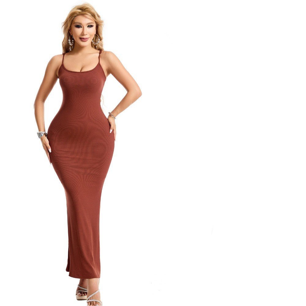 Women's Shapewear Dress Jumpsuit Tummy Tuck Lift Corset Open Crotch Suspender Tight Long Skirt Chest Pad Bodysuit DressDresses & Jumpsuits