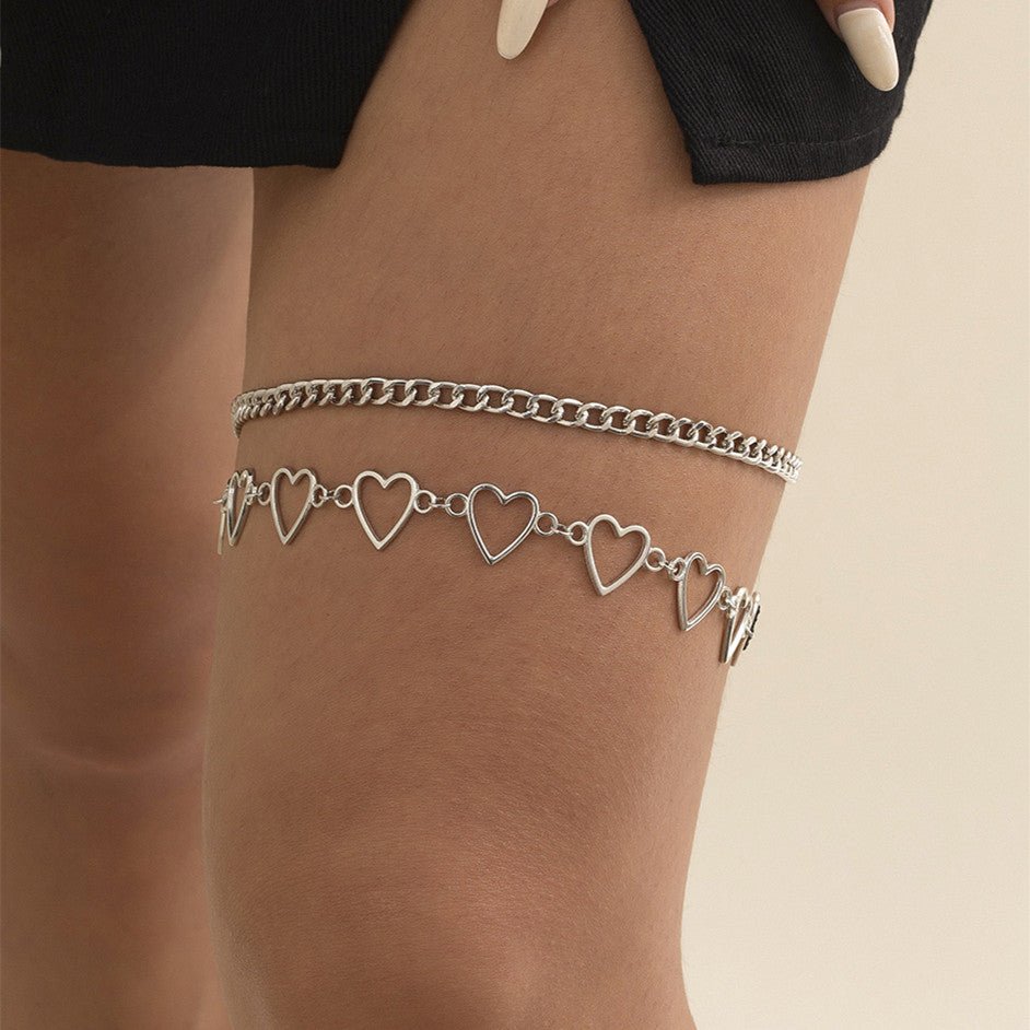 Women's Simple Personality Love Thigh Chain Elastic Bandagethigh chain