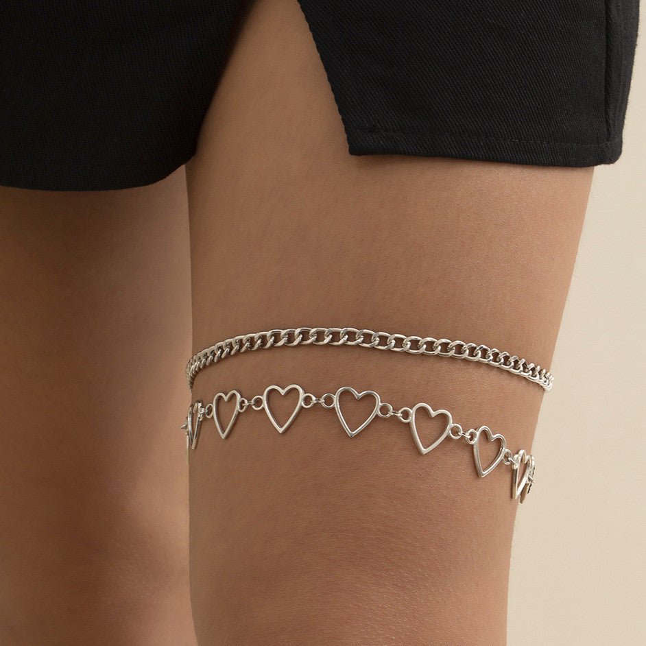 Women's Simple Personality Love Thigh Chain Elastic Bandagethigh chain