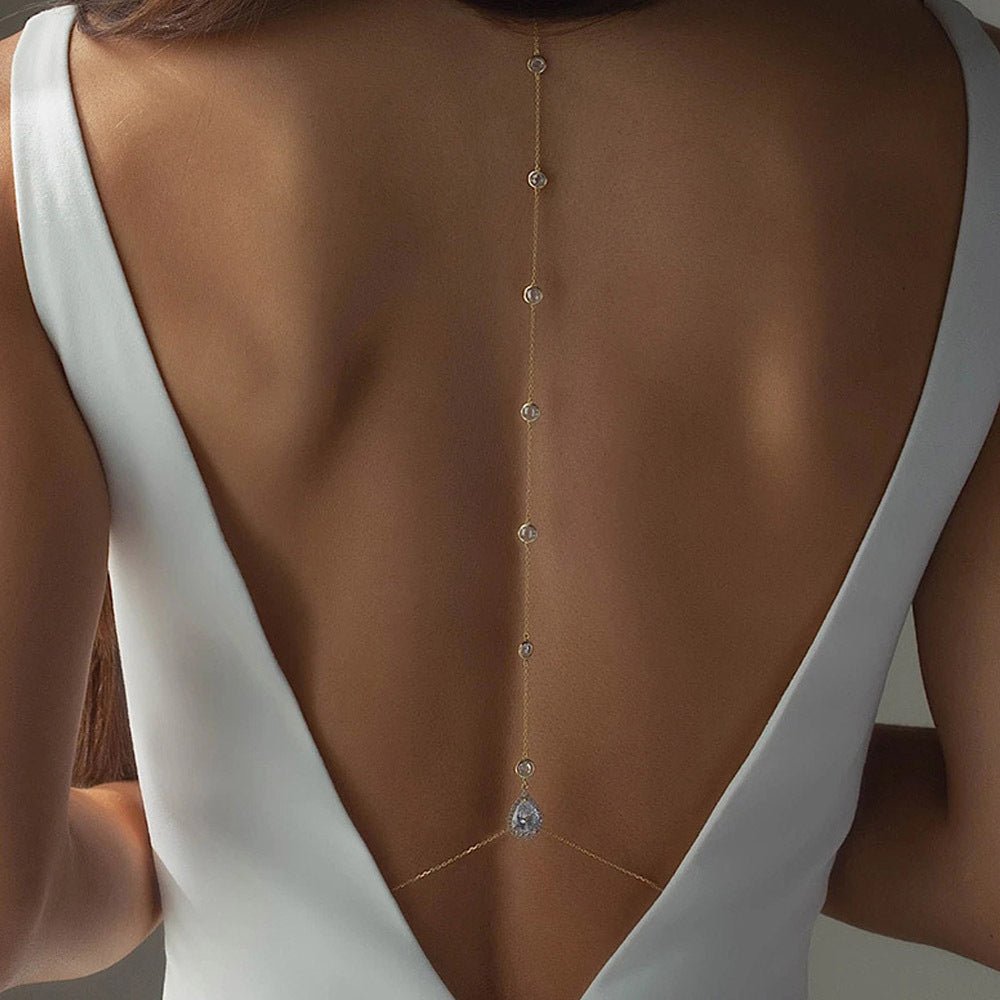 Zircon Back Chain Water Drop Necklace Body AccessoriesBack Body Chain