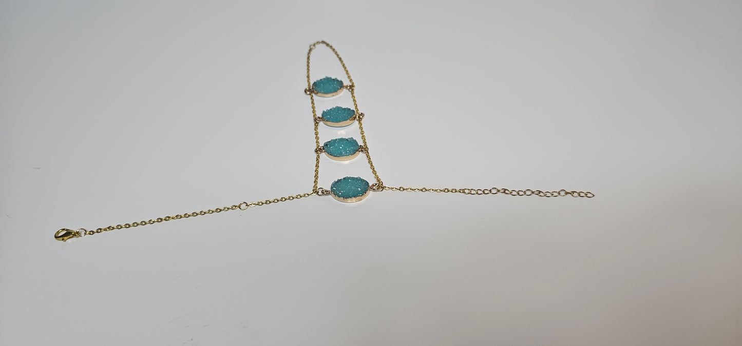 Spine Oval Golden Turquoise Body Chain