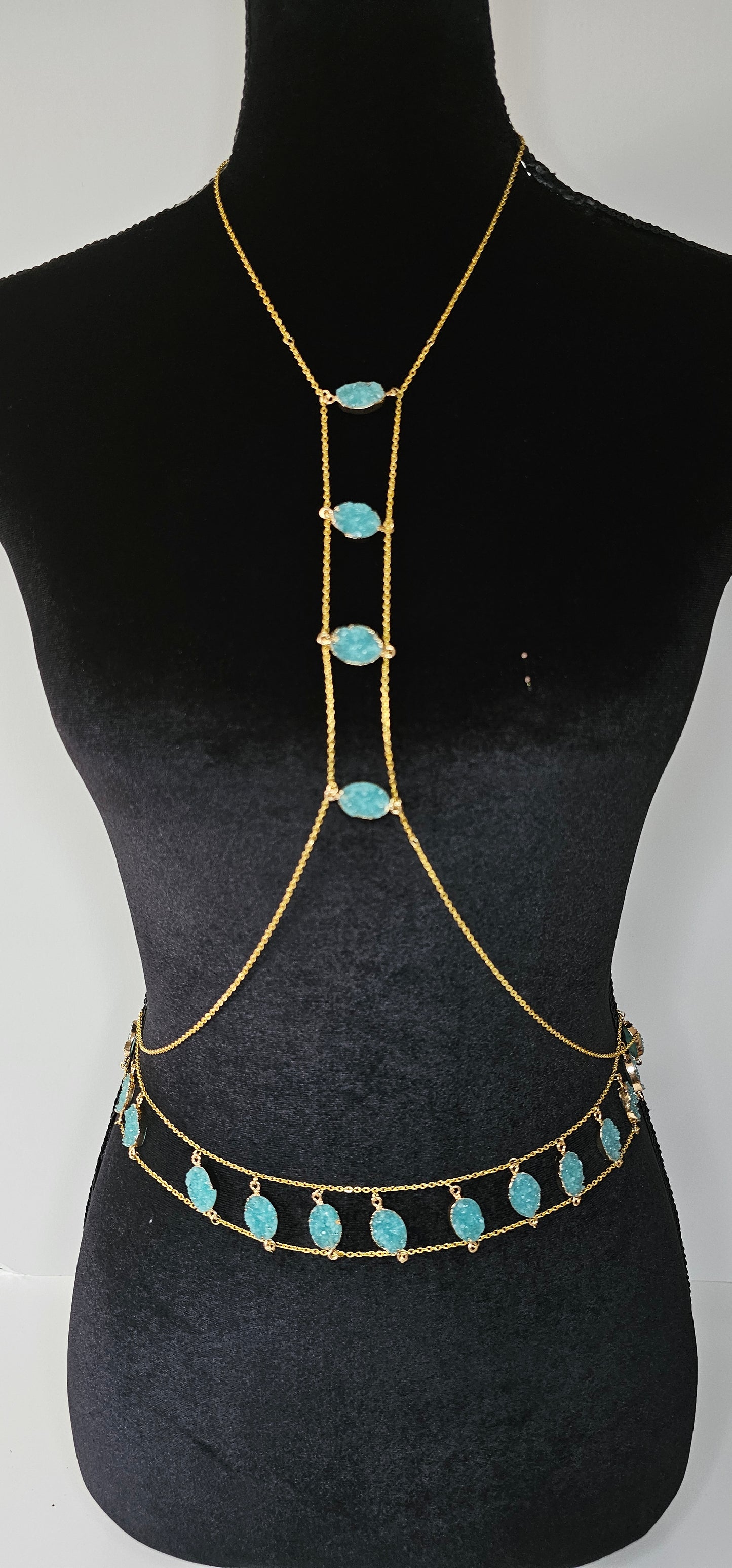 Turquoise Gemstone Spine Body Chain